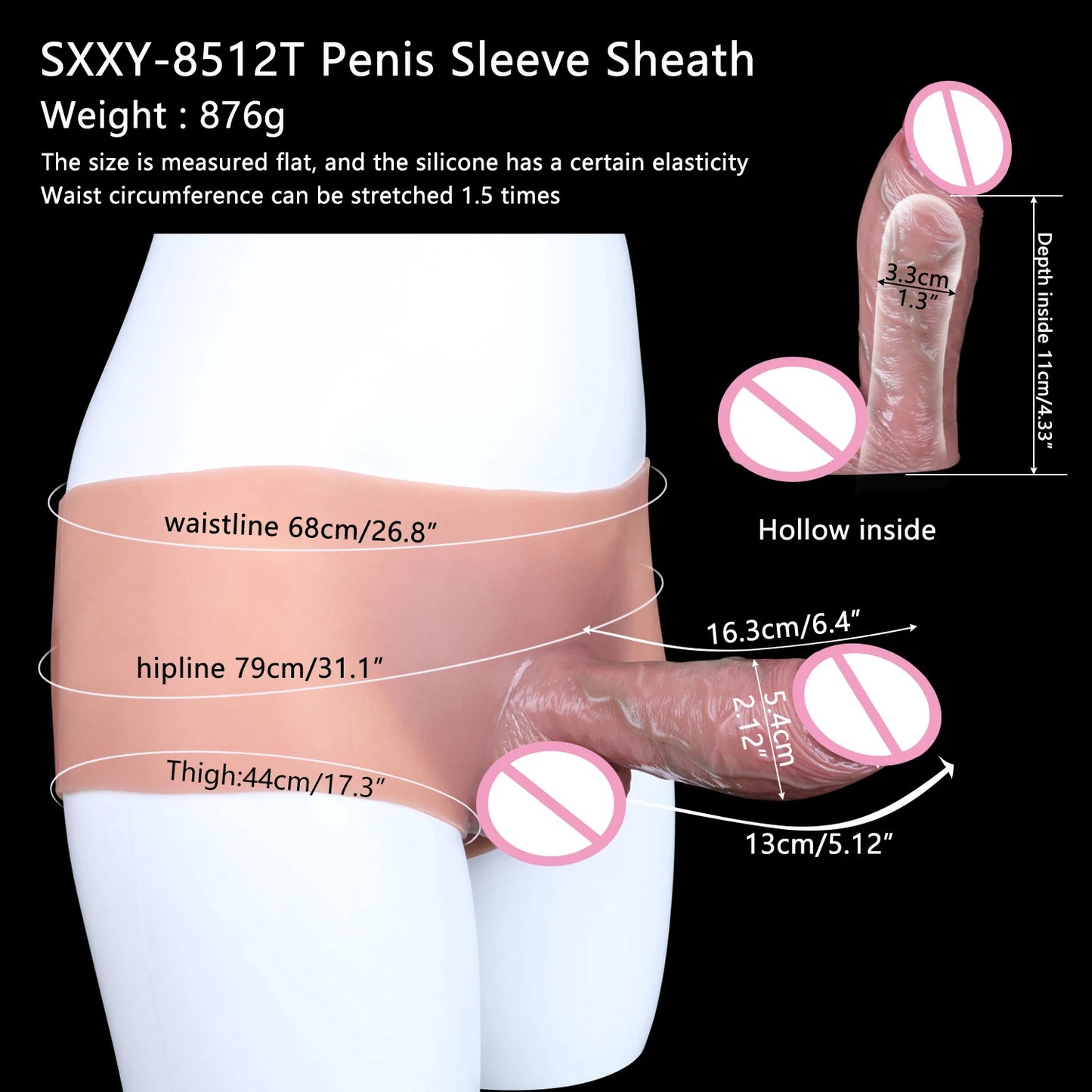 Large Wearable Hollow Realistic Dildo Briefs with Penis Sleeve