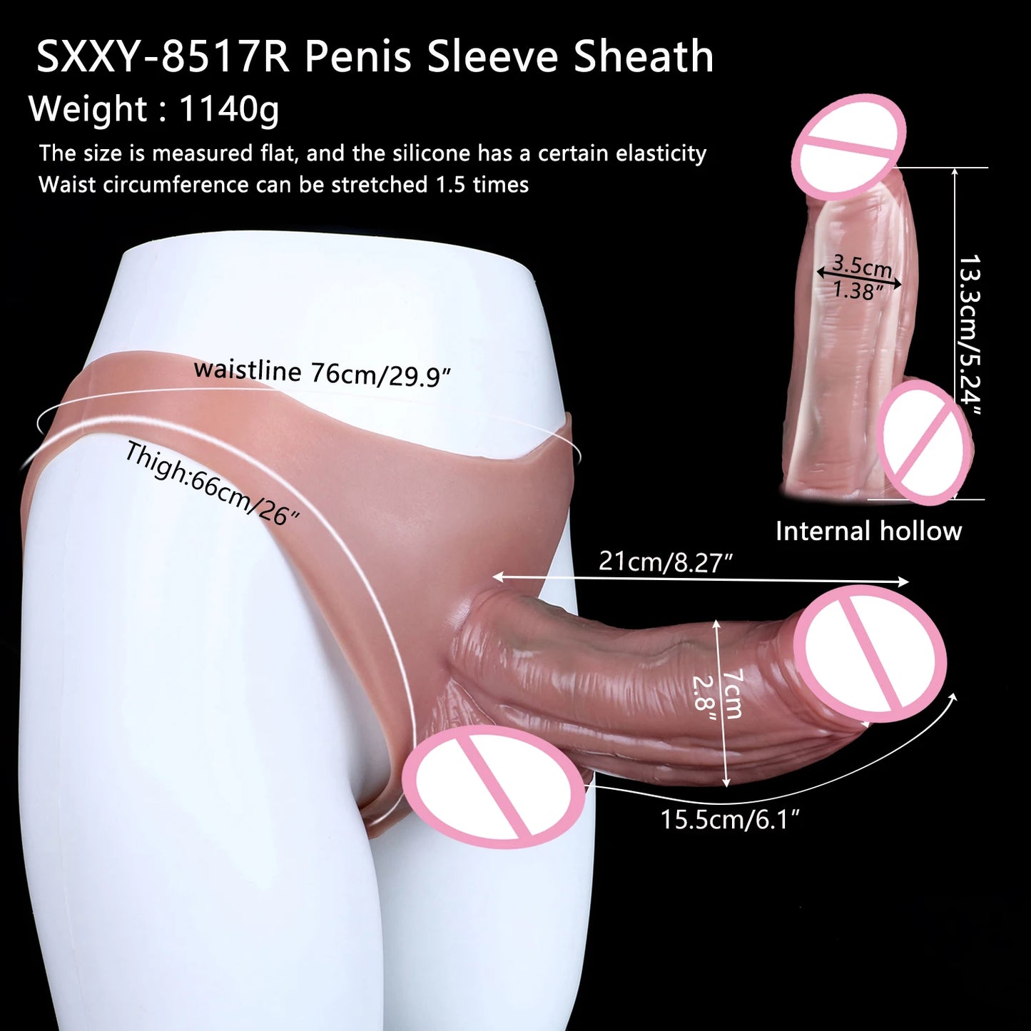 Large Wearable Hollow Realistic Dildo Briefs with Penis Sleeve