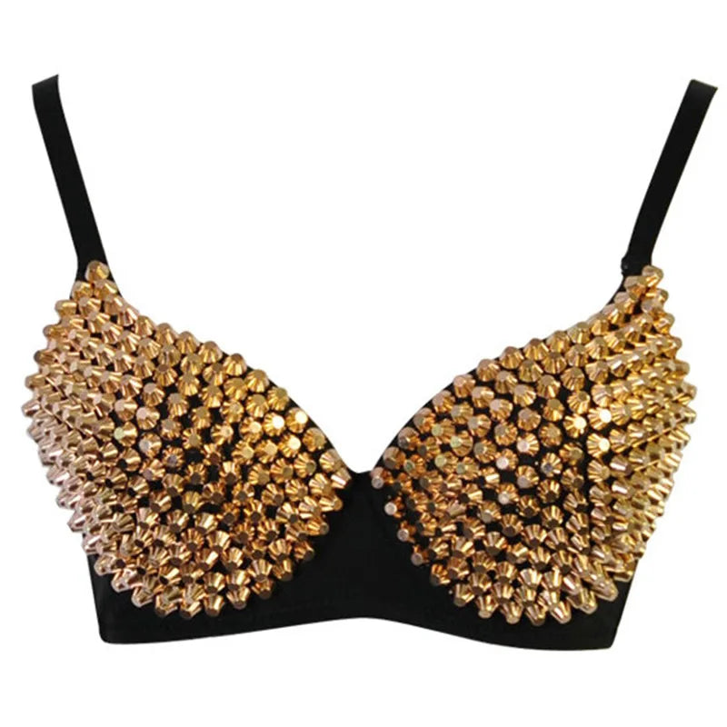 Silver Rivets Punk Rave Bralette Lingerie Gothic Bra
