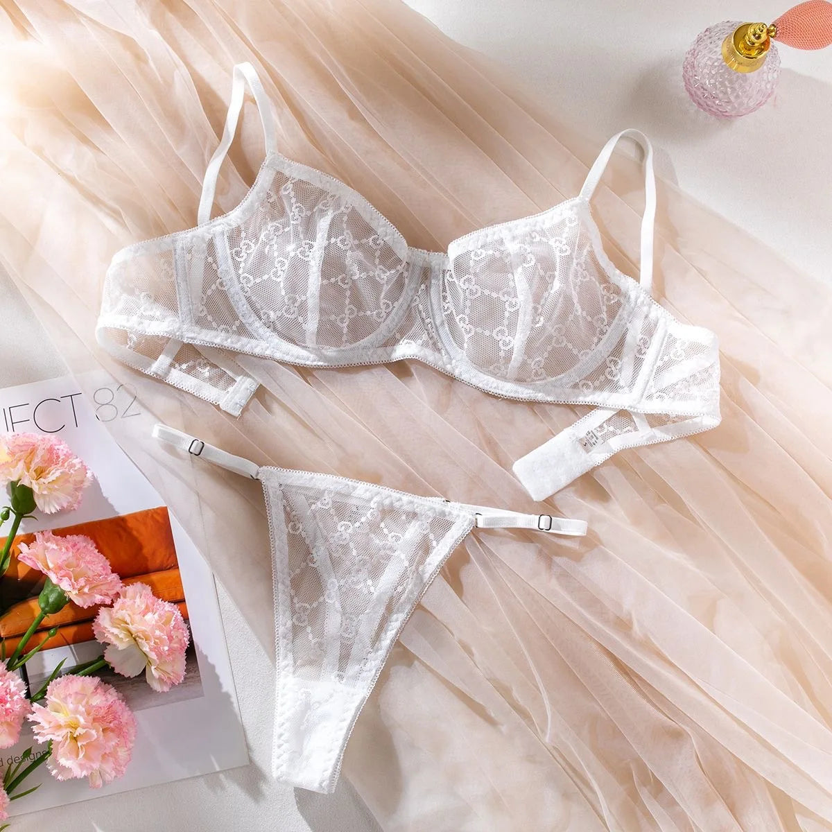 Ellolace Lingerie See Through Lace Embroidery Underwear