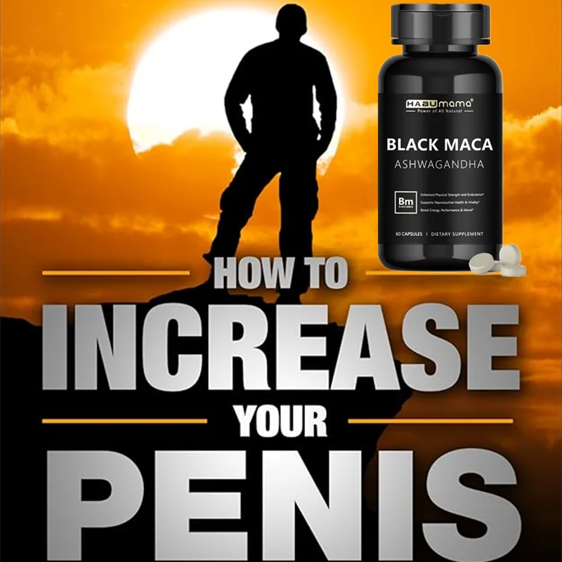 Organic Black Maca Root + Ashwagandha Extract Supplement for Women & Men Erect, Energy, Endurance - Vegan Pills
