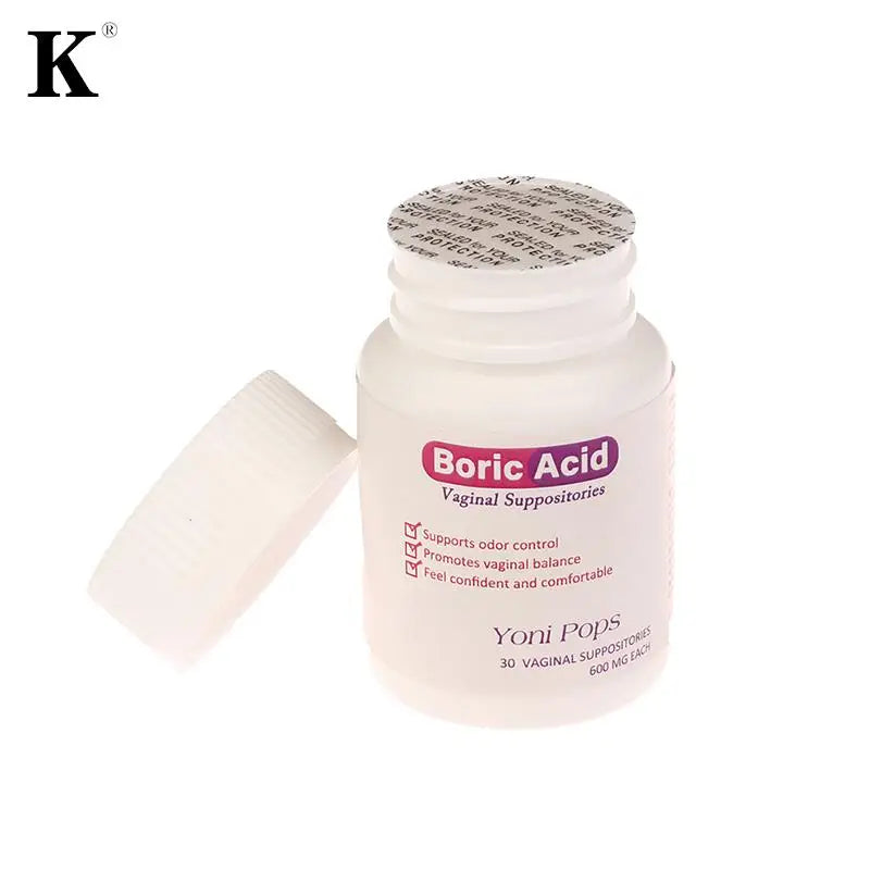 30Pcs Medical Grade Boric Acid Vaginal Suppositories - Women PH Balance Pills for Yeast Infection 600mg