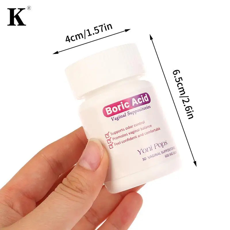 30Pcs Medical Grade Boric Acid Vaginal Suppositories - Women PH Balance Pills for Yeast Infection 600mg