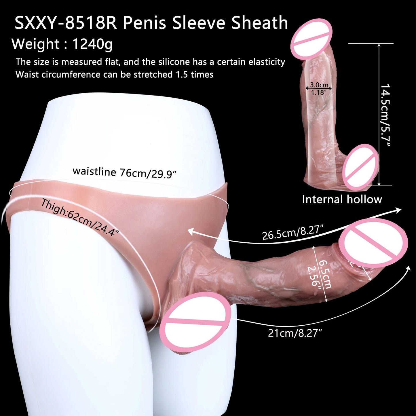 Large Wearable Hollow Realistic Dildo Briefs with Penis Sleeve