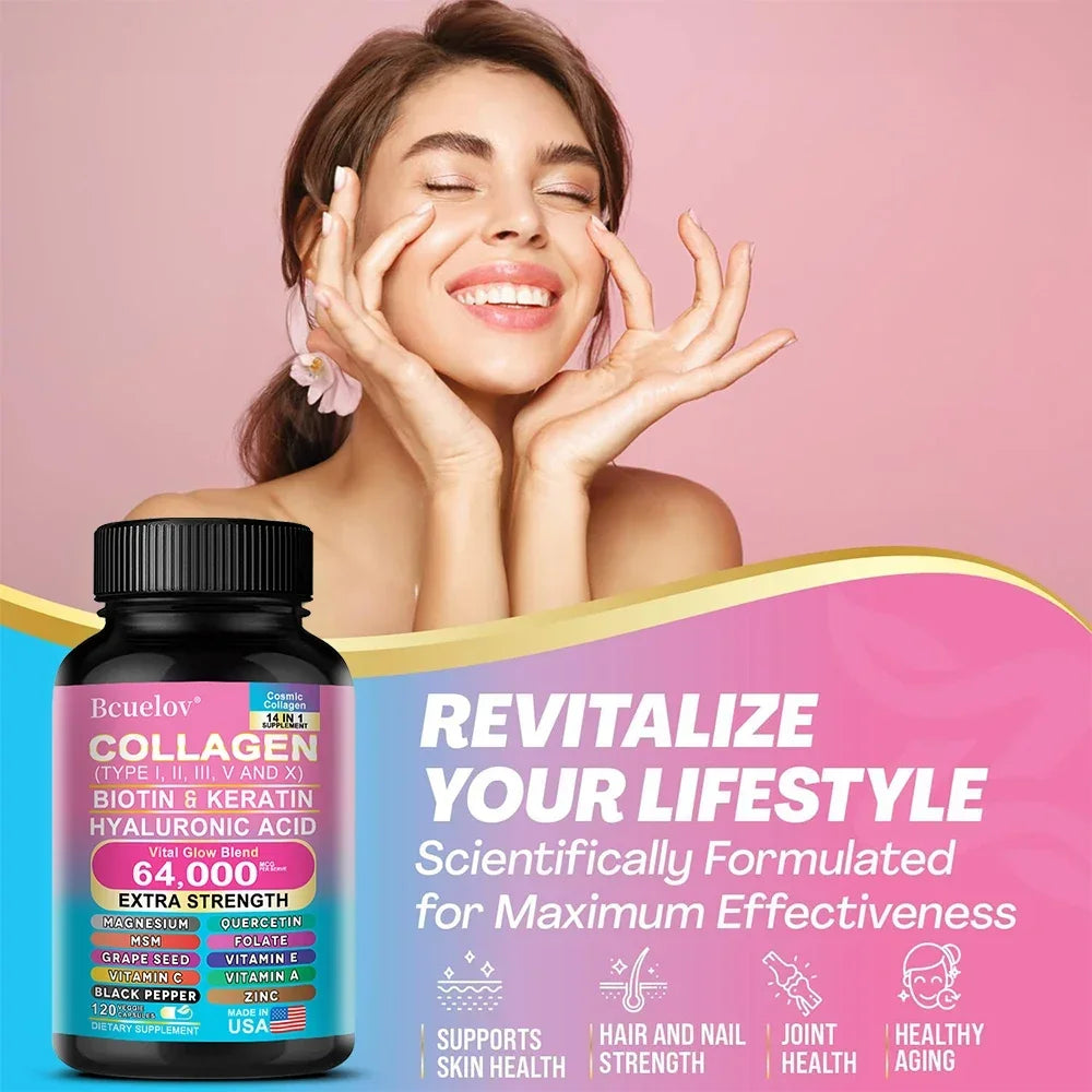 Collagen Capsules Biotin Keratin Skin Care Product Booster Anti Aging Whitening Skin Nail and Hair Care Supplement