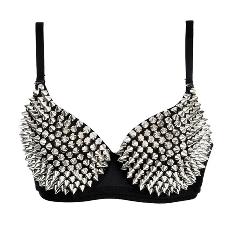 Silver Rivets Punk Rave Bralette Lingerie Gothic Bra