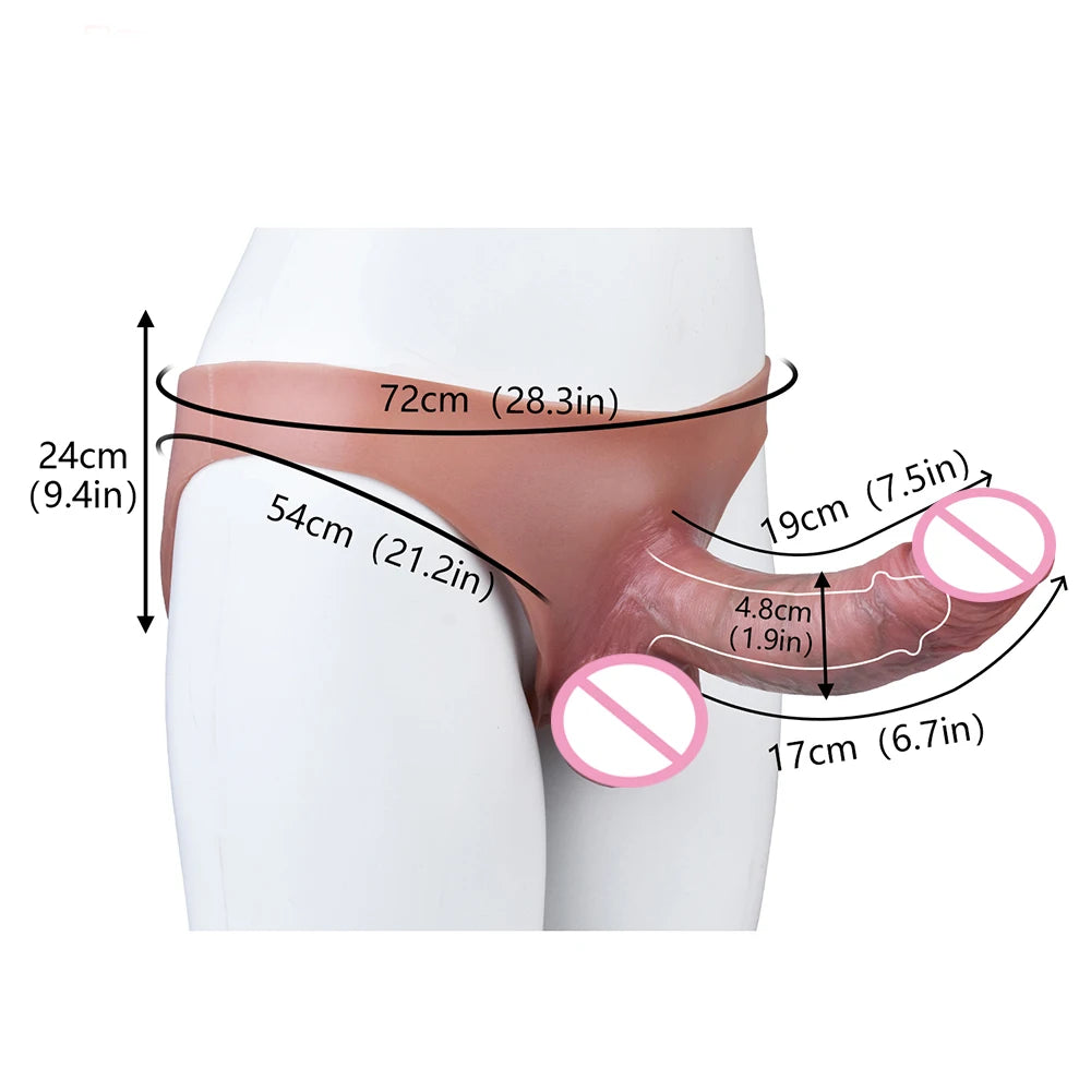 Large Wearable Hollow Realistic Dildo Briefs with Penis Sleeve