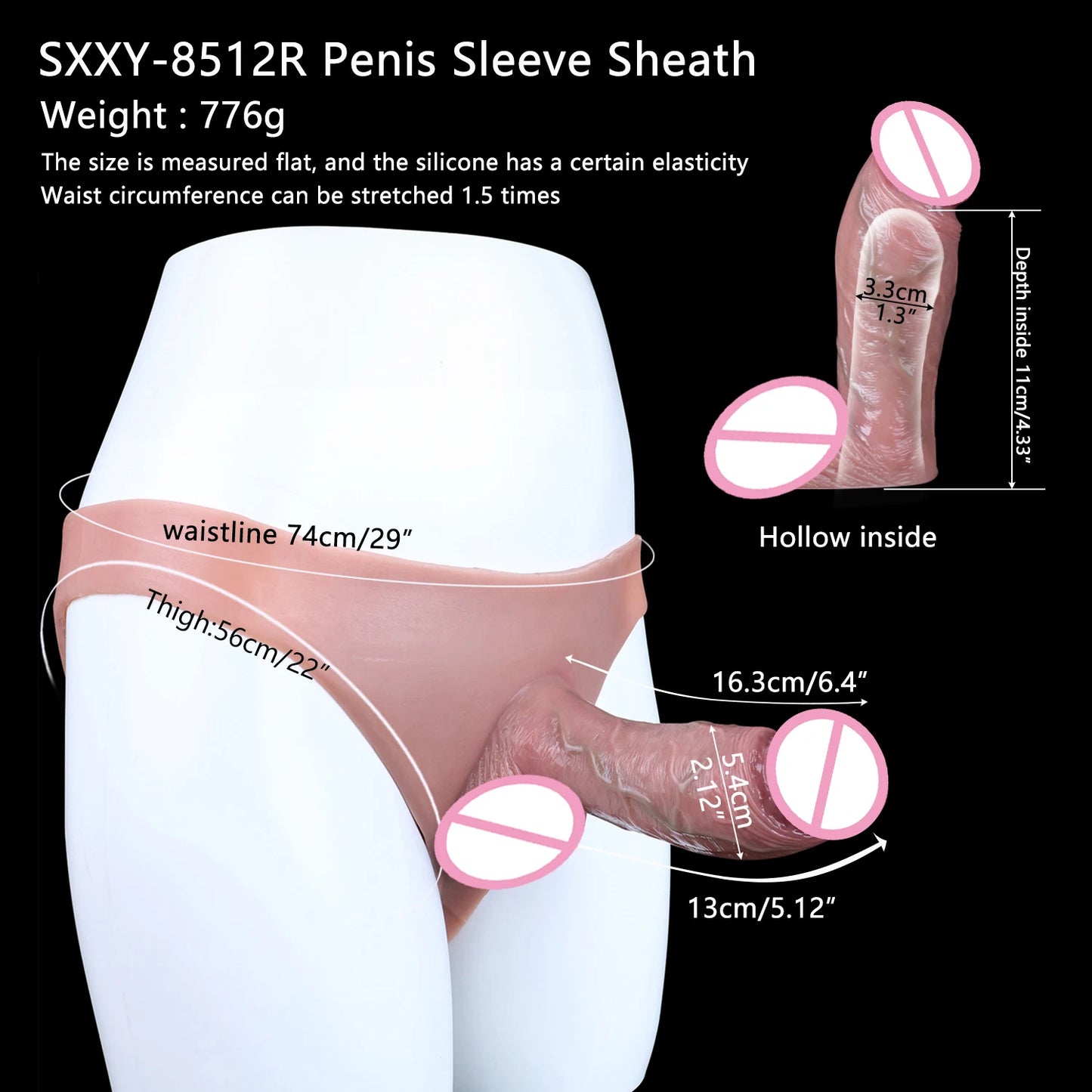 Large Wearable Hollow Realistic Dildo Briefs with Penis Sleeve