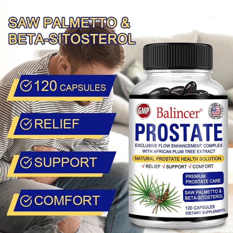 Saw Palmetto Sitosterol Capsules for Men's Prostate Health, Hair Growth, Men's Health, Urinary Tract Health, Frequent Urination