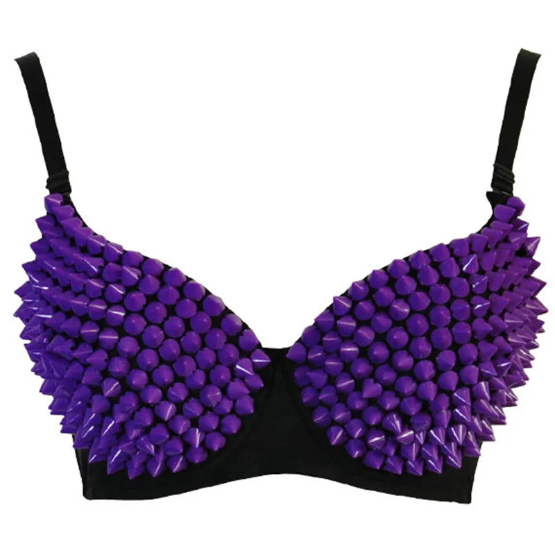 Silver Rivets Punk Rave Bralette Lingerie Gothic Bra