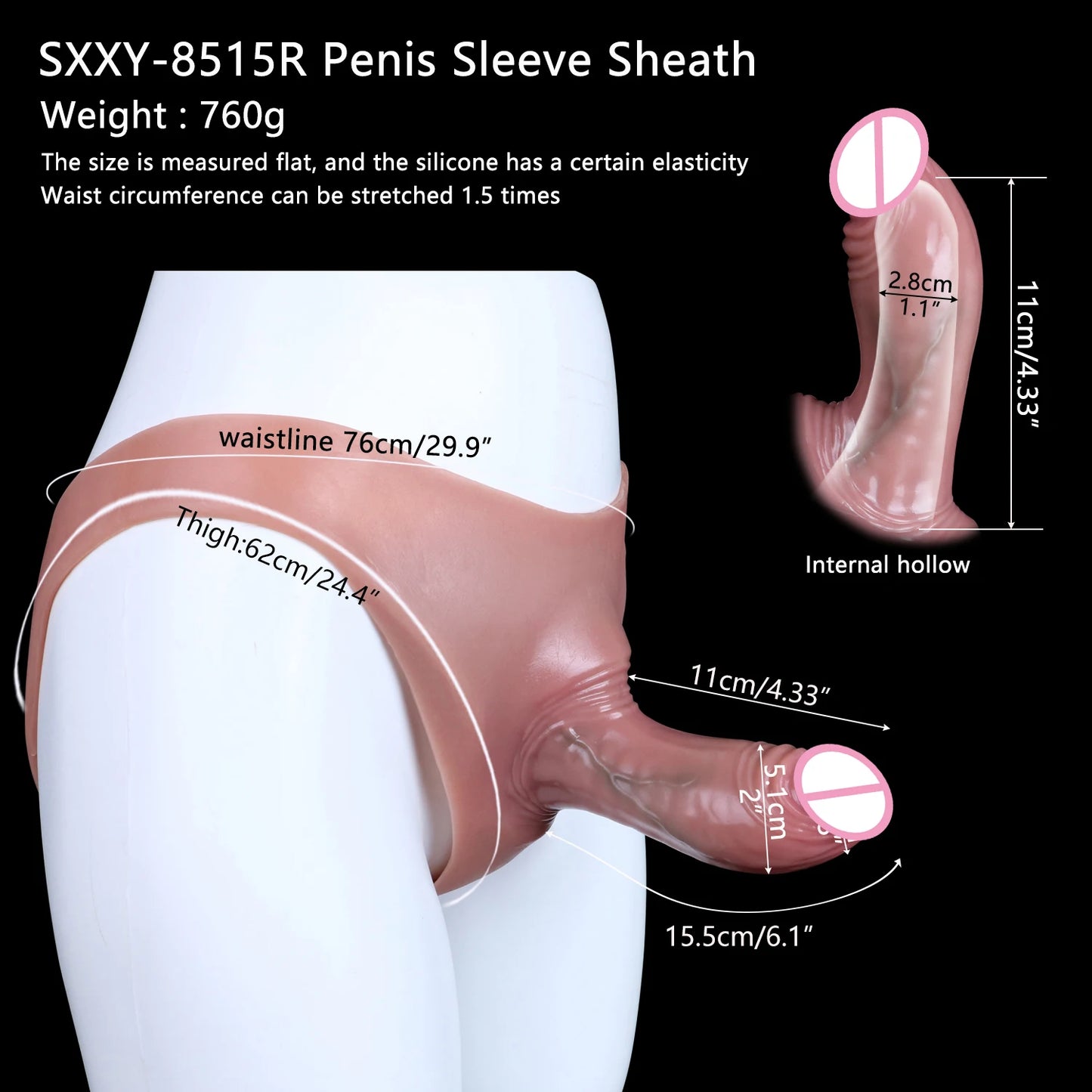 Large Wearable Hollow Realistic Dildo Briefs with Penis Sleeve
