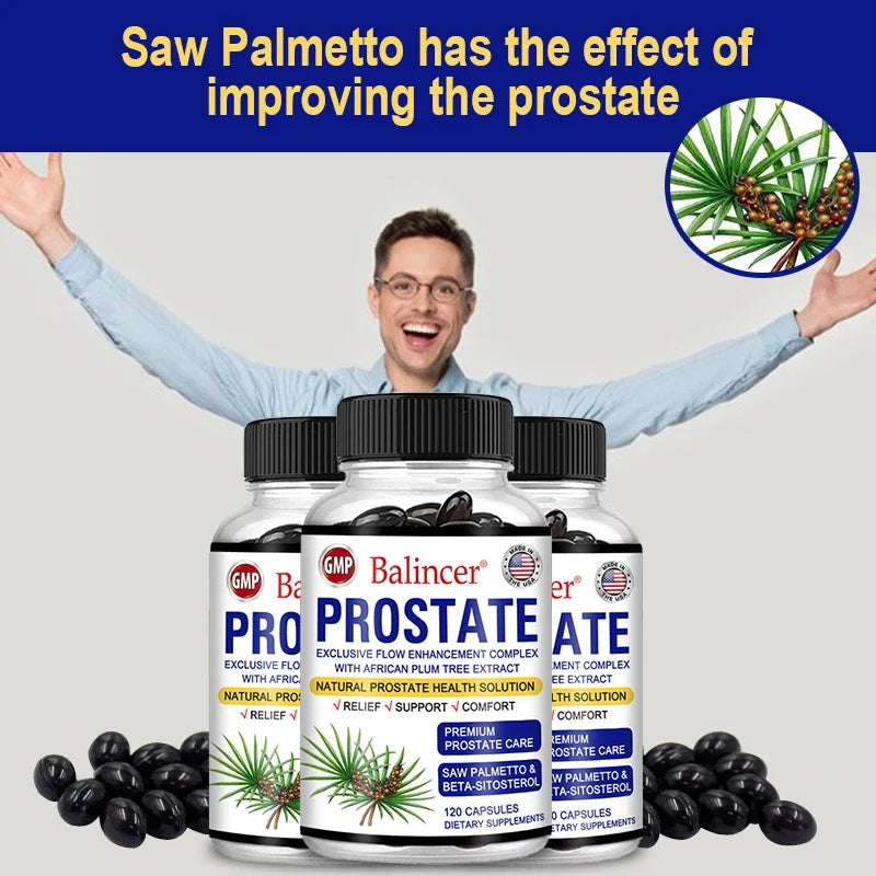 Saw Palmetto Sitosterol Capsules for Men's Prostate Health, Hair Growth, Men's Health, Urinary Tract Health, Frequent Urination