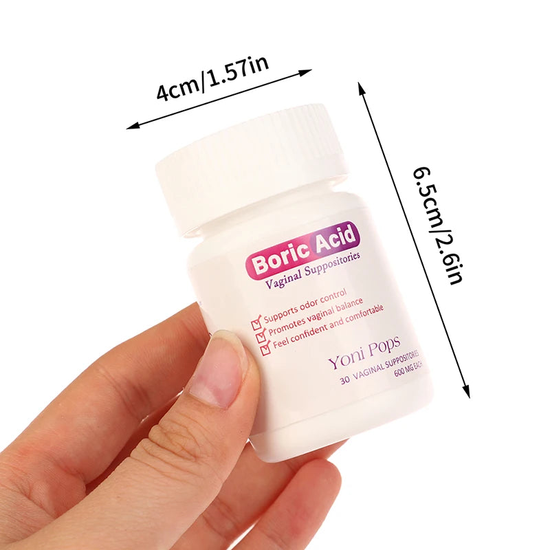 30Pcs Medical Grade Boric Acid Vaginal Suppositories - Women PH Balance Pills for Yeast Infection 600mg