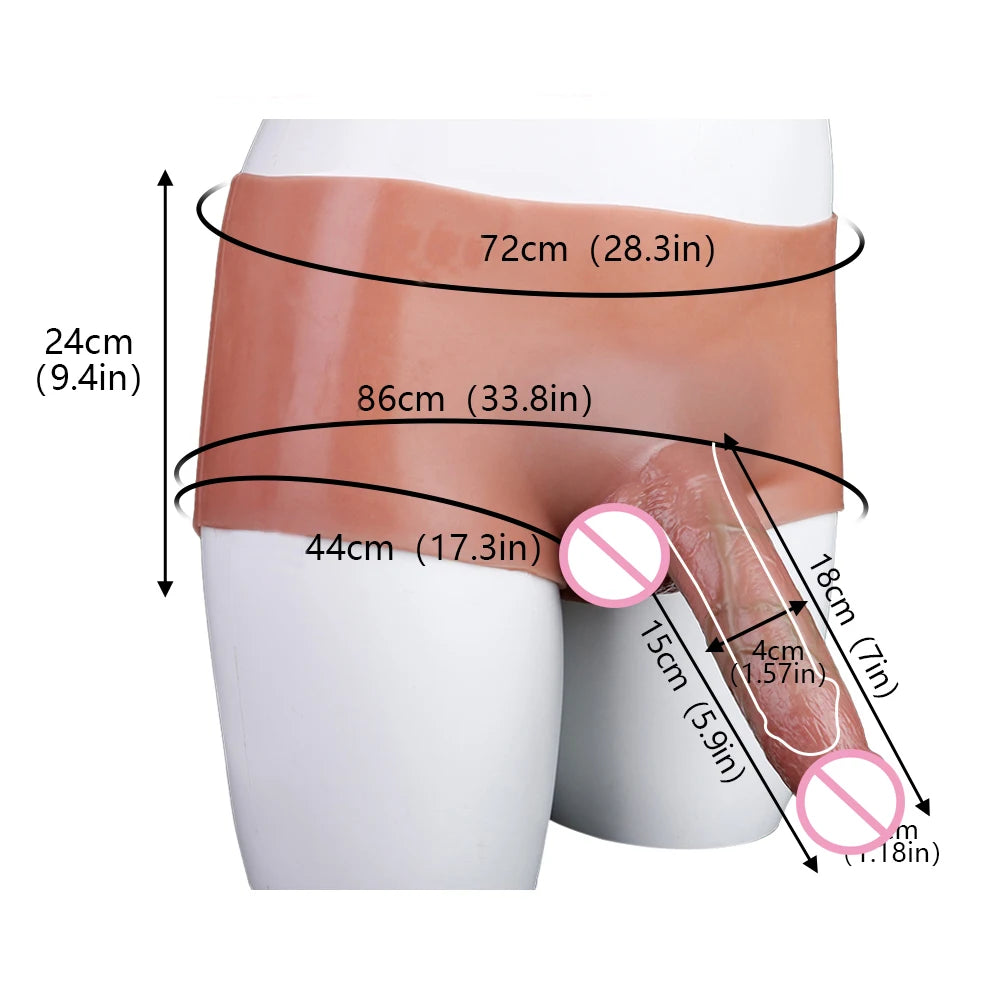 Large Wearable Hollow Realistic Dildo Briefs with Penis Sleeve