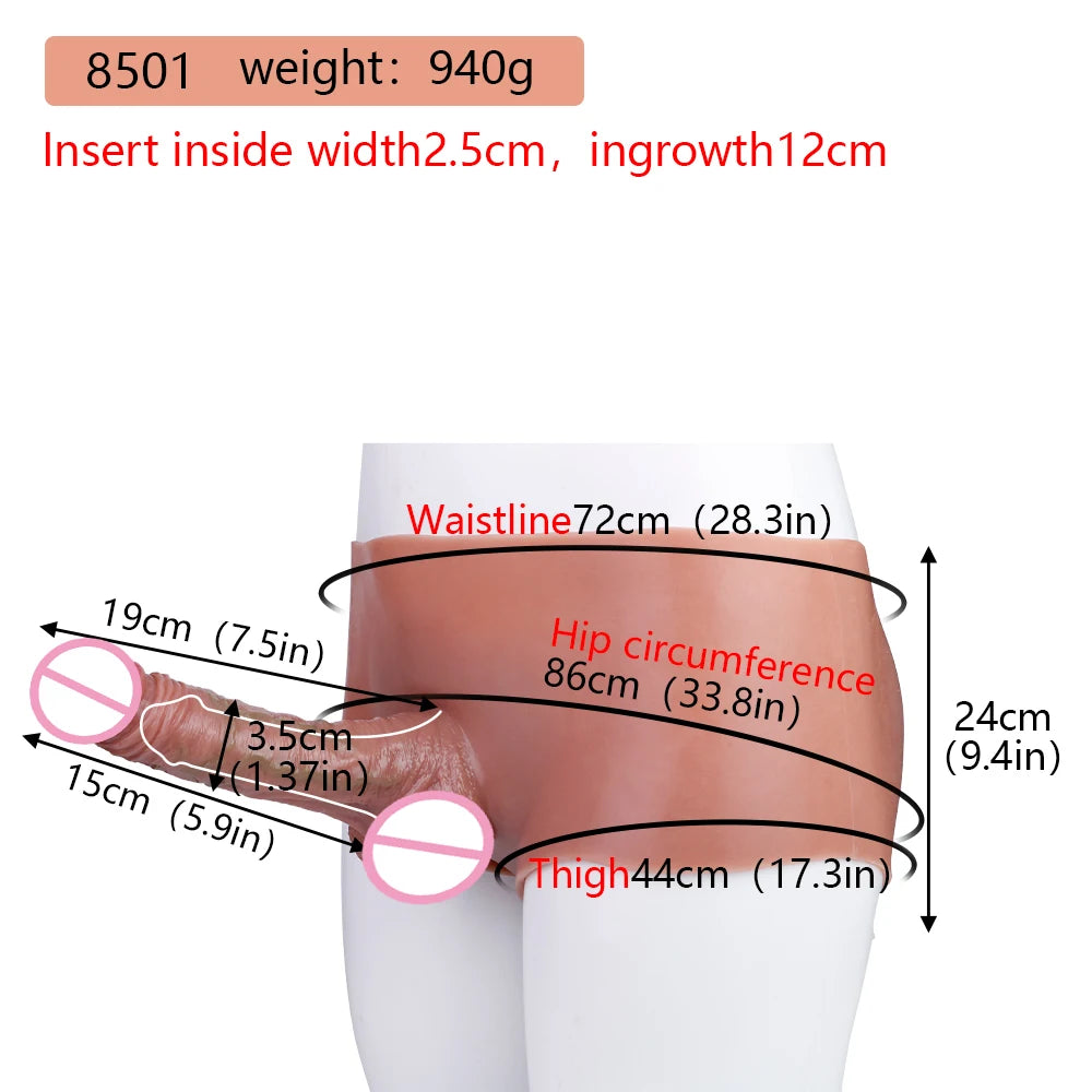 Large Wearable Hollow Realistic Dildo Briefs with Penis Sleeve