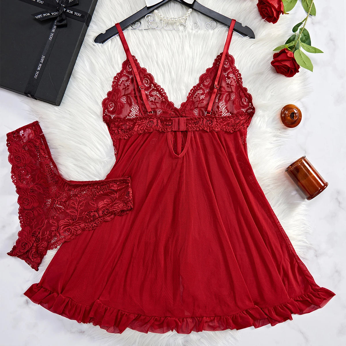 Transparent Red Sexy Lingerie Women's Underwear See Through Sleepwear