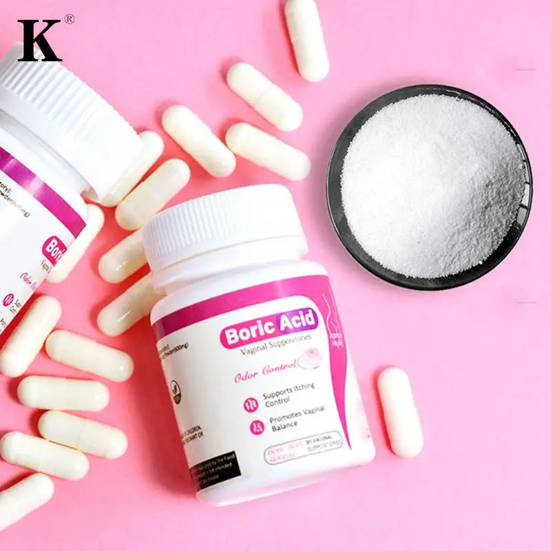 30Pcs Medical Grade Boric Acid Vaginal Suppositories - Women PH Balance Pills for Yeast Infection 600mg