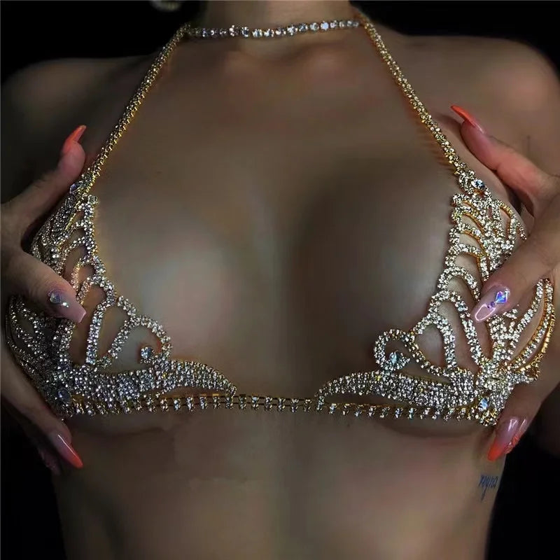 Luxury Rhinestone Lingerie Set New Nightclub Sexy Body Chain Bikini